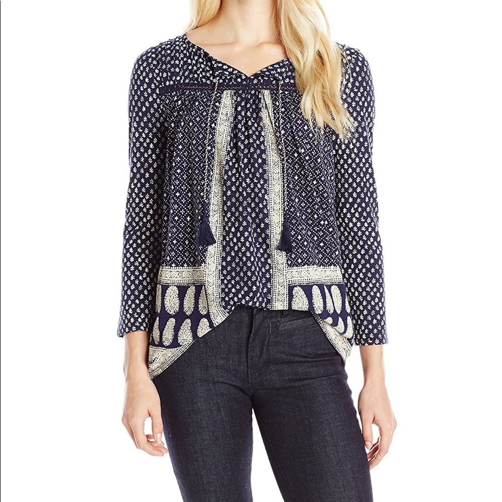 Lucky Brand Ditzy Border Print Top